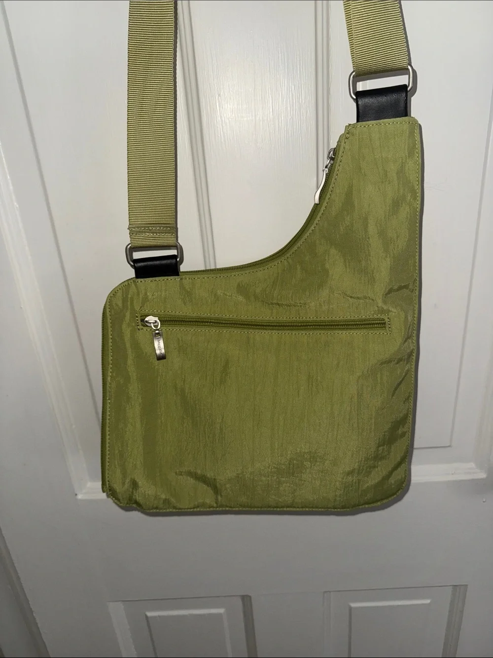Baggallini Olive Crossbody Messenger Bag with Black Trim